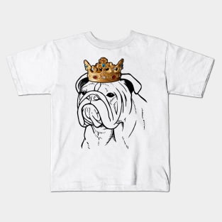 Bulldog Dog King Queen Wearing Crown Kids T-Shirt